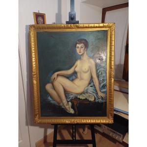 Portrait Of A Nude Ballerina Sitting On Her Tutu