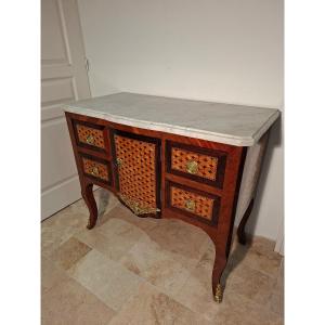 Transitional Chest Of Drawers In Cube Marquetry 