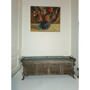 Napoleon III Style Copper Planter With Patinated Repoussé Finish, Louis XVI Style