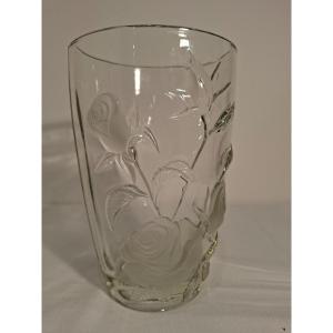 Oval-shaped Crystal Vase In The Bohemian Or St. Louis Style
