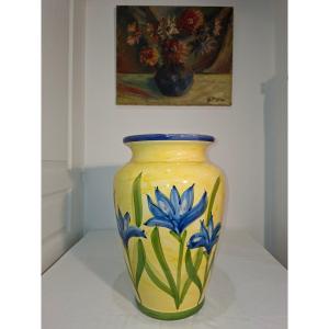 Large Provencal Vase With Lys Beu Decor