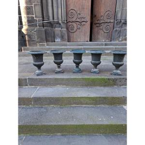 Suite Of 5 Medici Vases In Cast Iron