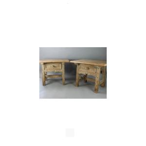 Rustic Bedside In Natural Wood