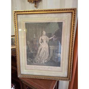 Lithograph Of An Elegant Lady From The 19th Century