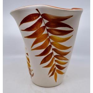 Large Vase By Fernand Elchinger (1911 - 1975) With Leaf Decor - 1950s - Design