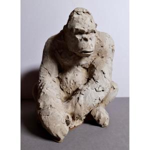 Sculpture "sitting Gorilla" - Animal