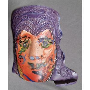 Gilbert Portanier - Venetian Style Mask In Red And Purple - Vallauris And Cannes