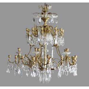 Beautiful Chandelier In Bronze And Glass - Meisenthal