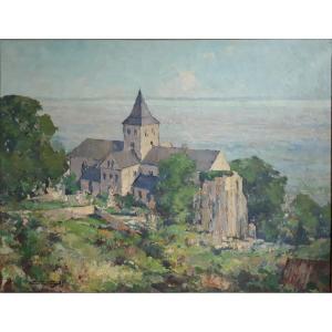 Léon Launay (1890-1956) Abbey Of Graville Le Havre Oil On Canvas