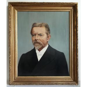 Painting Oil On Canvas Portrait Man XIXth 19th