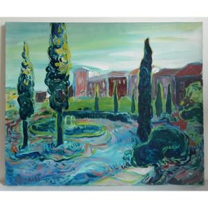 Pierre Pascalet (1915-2000) View Of Saint Cézaire On Siagne Alpes-maritimes Oil On Canvas