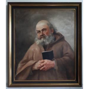 Alice Dessaigne Oil On Canvas Portrait Of A Monk 19th