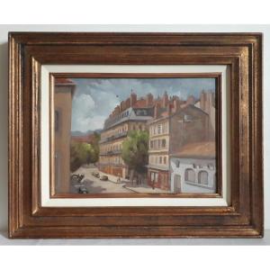 Pierre Roig Oil On Panel City Landscape Lyon School