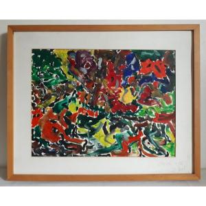 Painting Abstract Composition - Chaos - Oil On Canvas Paper (signed)