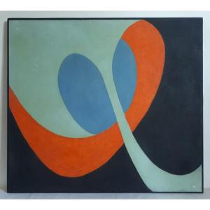 Arlette De Crouse (1934-2013) Abstract Composition Oil On Paper On Wood