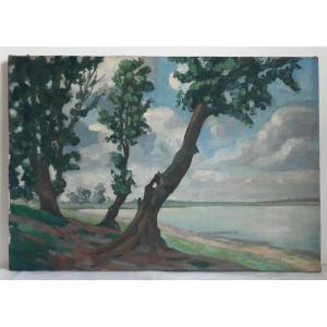 Francis Jary Pond Of Saint-quentin Yvelines Oil On Canvas 1943