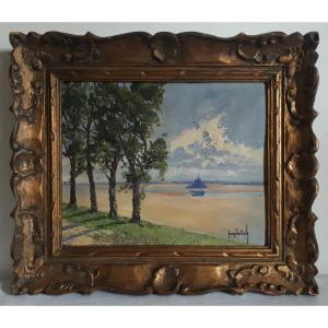 Henry Juillard (1880-1968) Huile Le Mont Saint-michel Depuis Saint-léonard 