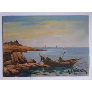 Guy Le Florentin (1907-1978) Oil On Panel Marine Coastal Seascape
