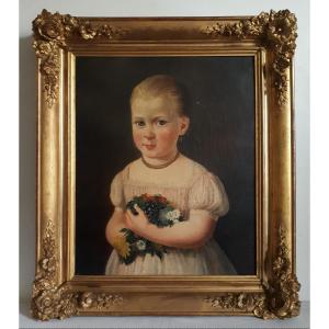 Inès d'Esménard 1786-1884 Oil On Canvas 19th Portrait Of A Little Girl Marie Perroncel 1856