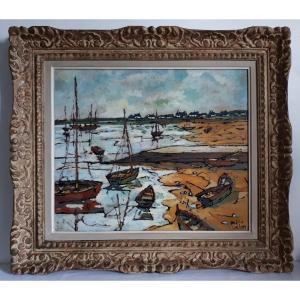 Pierre Catton (born In 1903) Oil On Panel Seascape Seaside Brittany Normandy