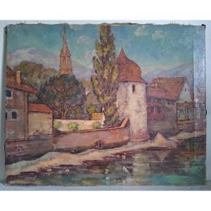 Otto Manigk (1902-1972) Oil On Canvas Landscape 1946 Germany