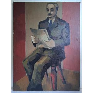Michel Paquet (1948-1990) Portrait Of A Seated Man Canada Quebec