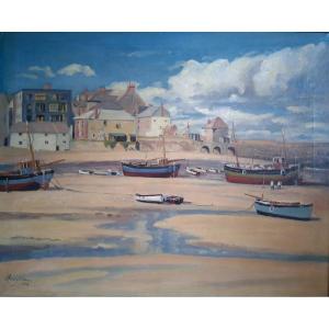 Wilfred James Haughton (1921-1999) View Of Saint Ives Cornwall England 1958