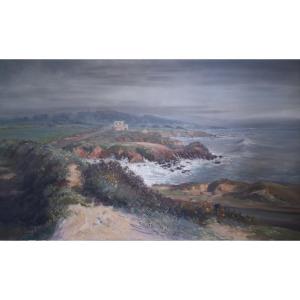 Gabriel Augizeau (1894-1963) Seaside Rocky Coast Vendée Oil On Canvas