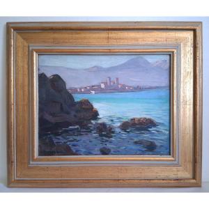 Basile Netchitailoff (1888-1980) Antibes Côte d'Azur Oil On Wood