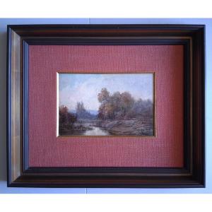 Louis Noël Ageron (1865-1935) Oil On Panel Lake Landscape