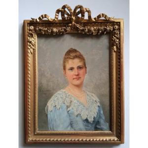 Ernestine Schwind Quantin (born In 1820) Portrait Of A Lady Oil On Wood 19th Century