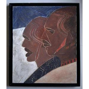 Joëlle Kourtchevsky Oil On Canvas - Maasai Head - Africa