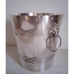 Silver-plated Metal Champagne Bucket Decorated With Lion Heads