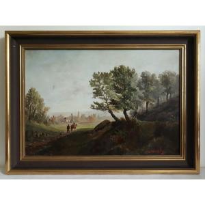 Georges Ricard-cordingley (1873-1939) Oil On Canvas Animated Landscape