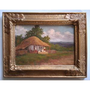 Ion Dobosariu (1889-1979) Oil On Panel Animated Landscape Romania