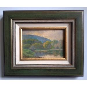 Hippolyte Lety (1878-1959) Twilight At Saint Romain, Barlet Island, Vienne, 1938, Oil On Panel