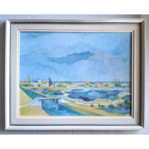 André Laforest (1924-2016) Camargue Landscape Near Aigues-mortes, Oil On Panel