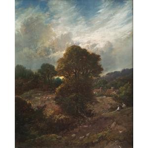 Oil On Canvas, Landscape Pastoral Scene Second Half Of The 19th Century