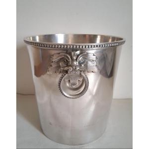 Ercuis Silver-plated Metal Champagne Bucket With Foo Dog Heads