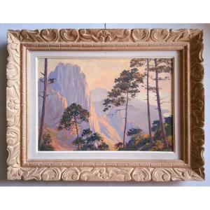 Benjamin Sarraillon (1900-1989) Oil On Wood, Cliffs In Corsica