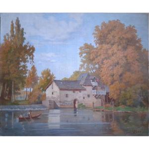 Väino Paris (1921-2001) Oil On Canvas Riverside Landscape Estonia