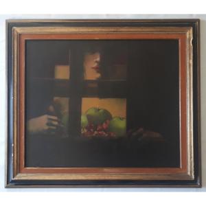 Michèle Salmon (born In 1946) Oil On Canvas Composition 20th Century