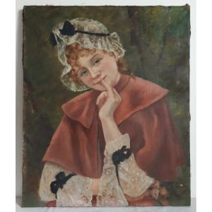 Marguerite Brun (19th-20th Century) Oil On Canvas Portrait Of A Young Woman