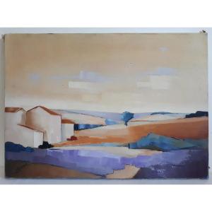 Painting Oil On Canvas Landscape J. Gonin