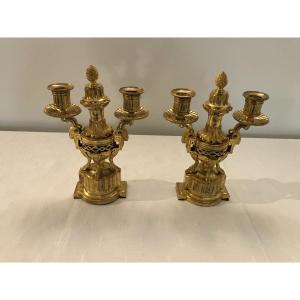 Pair Of Flambeaux Cassolette With Three Fires Forming Perfume Burner, Louis XVI Period