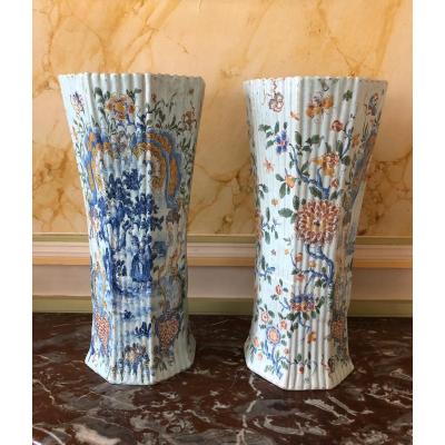 Pair Of 18th Century Delft Vases