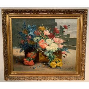 Basket Of Flowers, Eugène Henri Cauchois