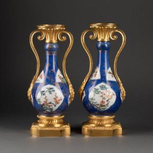 Pair Of Small China Kangxi Porcelain Vases