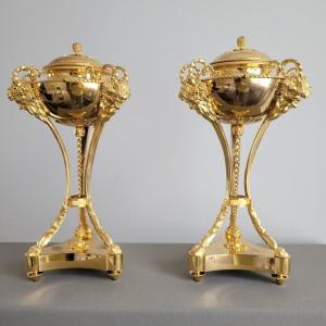 Pair Of Athenian Cassolettes, 19th Century.