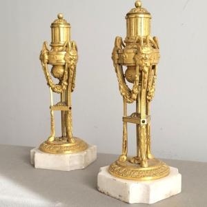 Pair Of Reversible Cassolettes In Louis XVI Style, 19th Century.